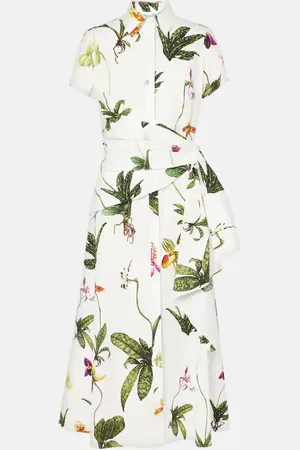 Oscar de la Renta Orchid gathered poplin midi dress