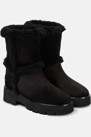 Aquazzura Teddi shearling-trimmed leather booties