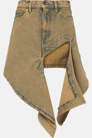 Y / PROJECT Cutout denim miniskirt