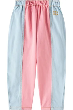 Tiny Cottons Colorblocked cotton twill barrel-leg pants