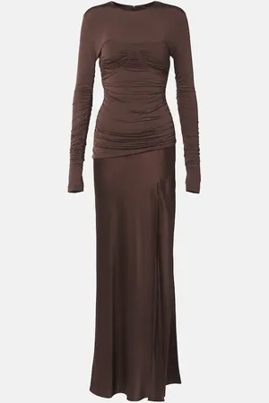 SIR Alessia draped jersey and satin maxi dress