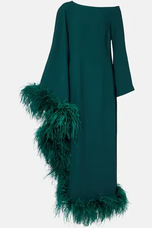 ‎Taller Marmo‎ One-shoulder feathered sequined gown