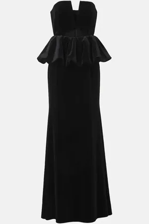 Self-Portrait Peplum velvet bustier gown