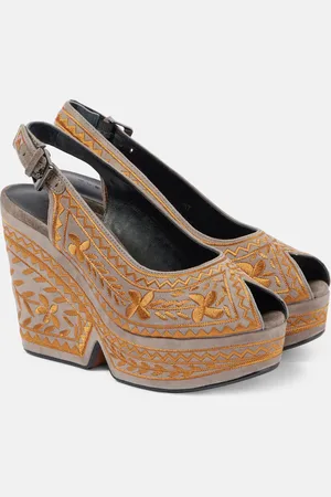 Robert Clergerie Dylya 110 embroidered suede wedge sandals
