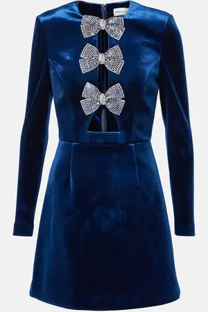 Rebecca Vallance Vivicia bow-detail velvet minidress