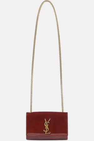 Saint Laurent Kate Small patent leather wallet on chain
