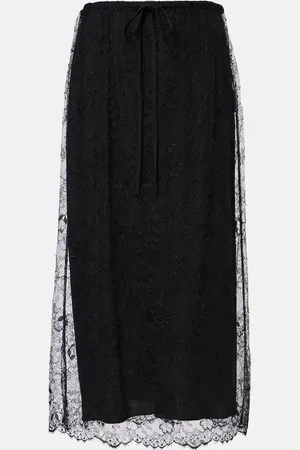 VALENTINO Floral lace midi skirt