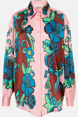 ALÉMAIS AlÃ©mais Floral puff-sleeve silk satin shirt