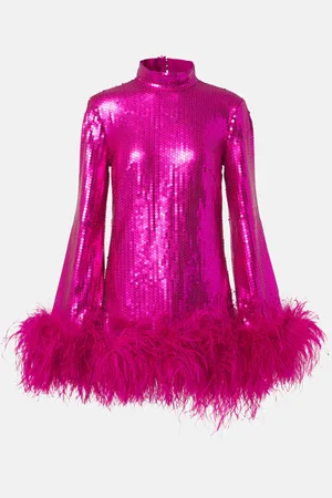 ‎Taller Marmo‎ Gina sequined feather-trimmed minidress