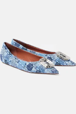 Amina Muaddi Camelia 90 embellished tweed pumps