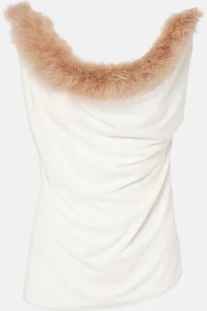 COPERNI Boa feather-trimmed jersey top