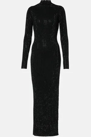 DAVID KOMA Embellished knitted cotton midi dress