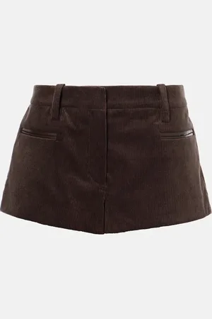 MAGDA BUTRYM Leather-trimmed cotton corduroy shorts