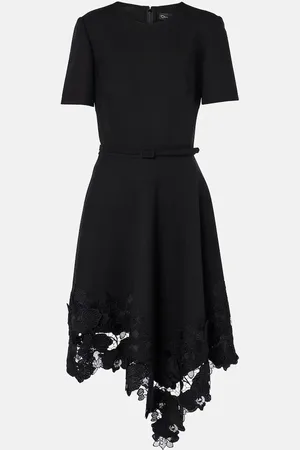 Oscar de la Renta Asymmetric wool-blend midi dress