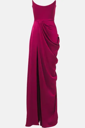 ALEX PERRY Draped satin bustier gown
