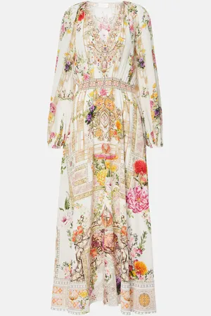 Camilla Floral shirred silk maxi dress