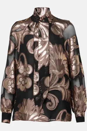 Etro Semi-sheer tie-neck lamÃ© blouse