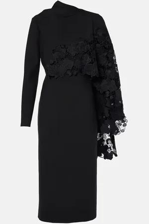 Oscar de la Renta Floral guipure wool midi dress