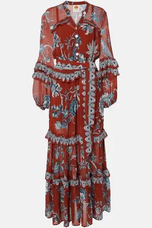 Farm Rio Tropical Landing ruffled maxi dress