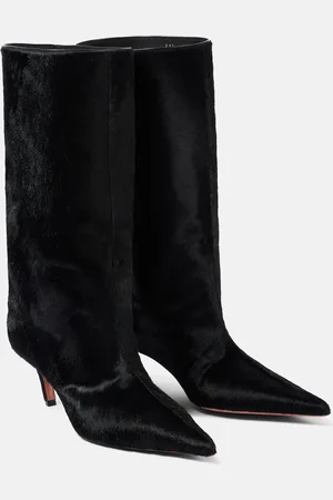 Amina Muaddi Fiona 60 calf hair knee-high boots