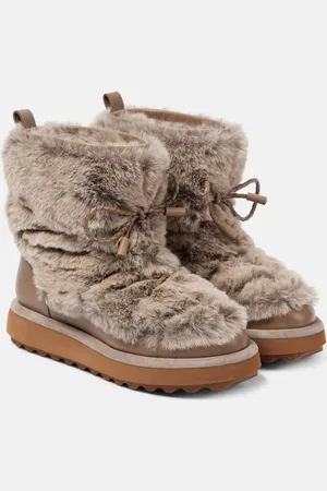 Robert Clergerie Zeva leather-trimmed faux fur boots