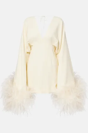 ‎Taller Marmo‎ Mini Magnifique feather-trimmed minidress