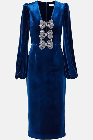 Rebecca Vallance Crystal-embellished velvet midi dress