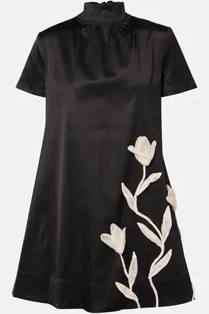 Staud Ilana floral-appliquÃ© satin minidress