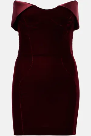 MUGLER Satin-trimmed velvet bustier dress