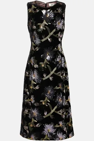 Diane von Furstenberg Coral sequined floral midi dress