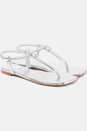 Gianvito Rossi Juno metallic leather thong sandals