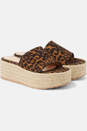 Gianvito Rossi Leopard-print suede espadrille slides