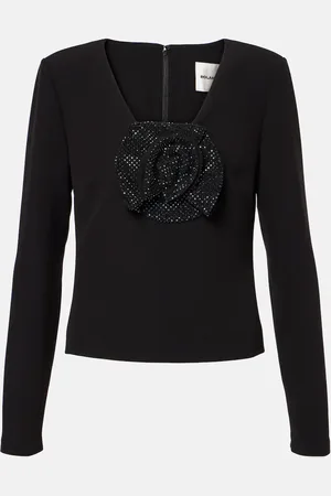 Roland Mouret Floral-appliquÃ© embellished crÃªpe top