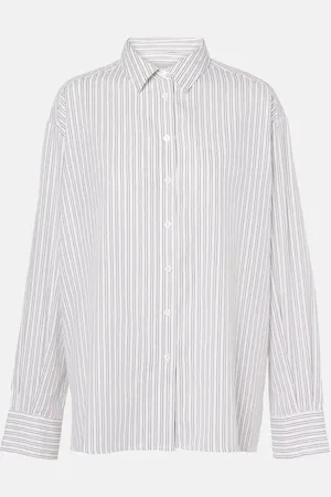 ASCENO Maya striped cotton-blend shirt