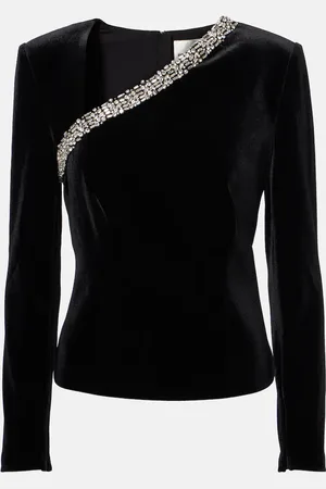 Roland Mouret Crystal-embellished velvet top