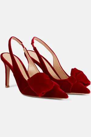 Gianvito Rossi 85 bow-detail velvet slingback pumps
