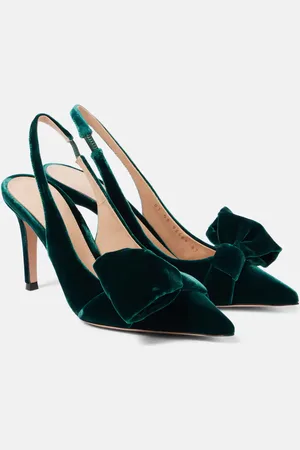 Gianvito Rossi 85 bow-detail velvet slingback pumps