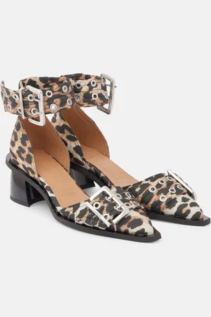 Ganni Leopard-print satin pumps