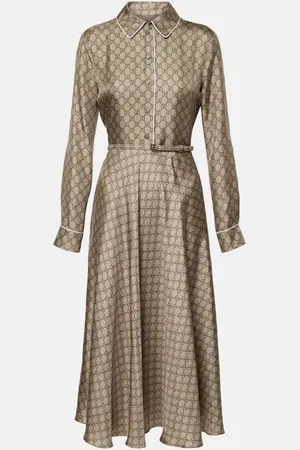 Gucci GG silk twill shirt dress