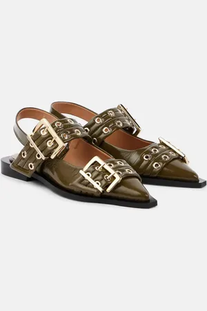 Ganni Faux leather slingback flats