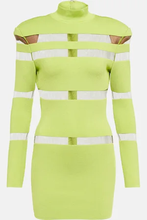 Balmain Turtleneck mesh-paneled minidress