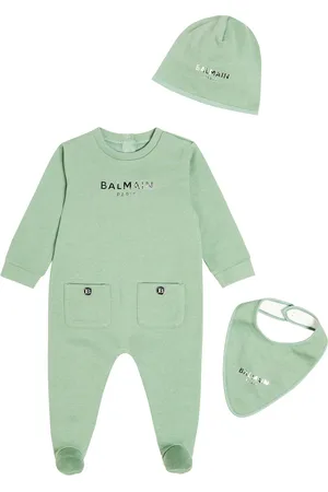 Balmain Baby cotton onesie, beanie and bib set