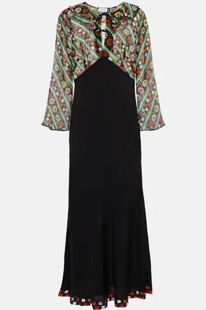 RIXO London Lora printed tie-neck crÃªpe dress