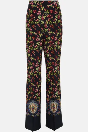 Etro Printed high-rise silk pants