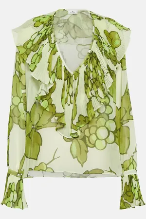 Etro Printed ruffle-embellished top