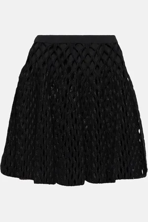 Alaïa AlaÃ¯a High-rise wool-blend open-knit miniskirt