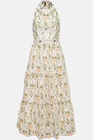 Agua by Agua Bendita Consuelo Lunar embroidered linen midi dress