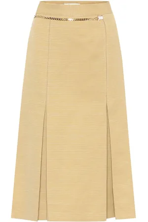 Victoria Beckham Belted linen and cotton midi skirt