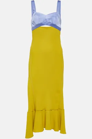 Victoria Beckham Paneled satin and cady midi dress