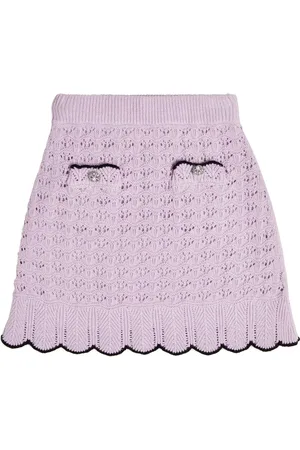 Self-Portrait Crochet cotton and wool miniskirt